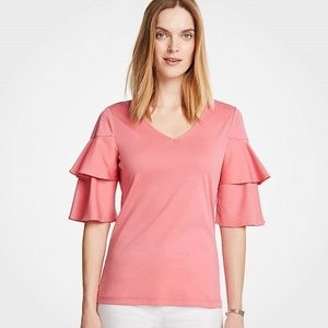 Ann Taylor Tiered Ruffle Sleeve Top Size M $50